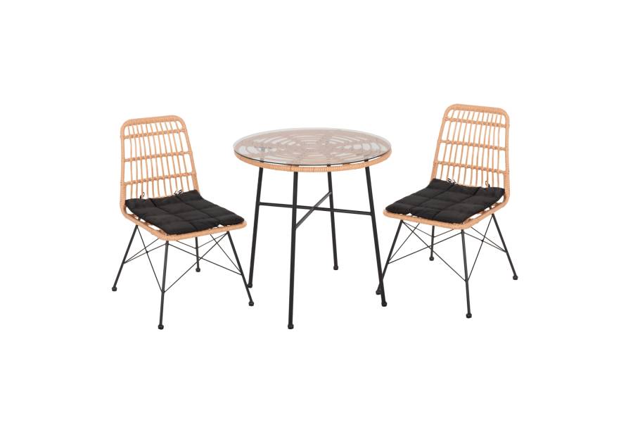 ΣΕΤ ΕΞΩΤΕΡΙΚΟΥ ΧΩΡΟΥ 3ΤΜΧ ALLEGRA HM10477 WICKER ΜΠΕΖ-ΜΕΤΑΛΛΟ ΜΑΥΡΟ