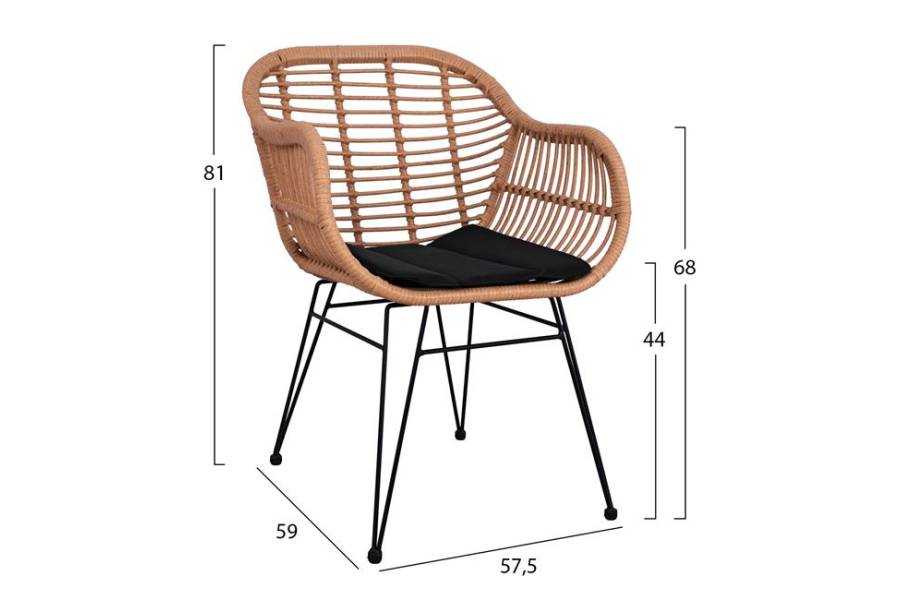ΣΕΤ 3ΤΜΧ ALLEGRA WICKER ΜΕ ΤΡΑΠΕΖΙ 80X80Χ78Υ ΜΠΕΖ & ΜΑΥΡΟ ΧΡΩΜΑ HM10483
