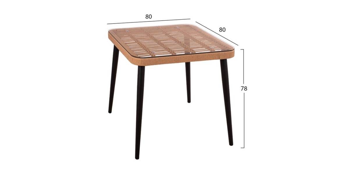 ΣΕΤ 3ΤΜΧ ALLEGRA WICKER ΜΕ ΤΡΑΠΕΖΙ 80X80Χ78Υ ΜΠΕΖ & ΜΑΥΡΟ ΧΡΩΜΑ HM10485