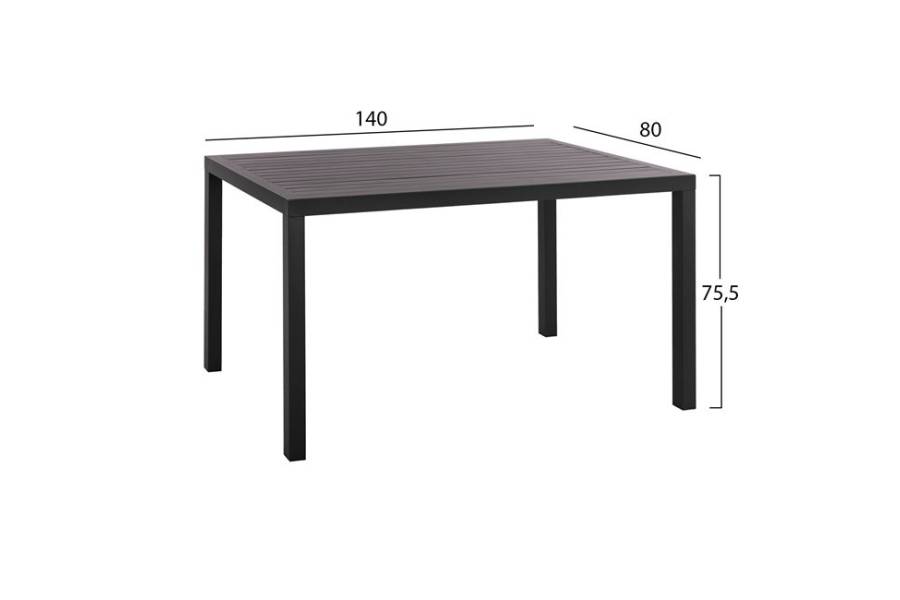 ΣΕΤ 5ΤΜΧ HM10531 ΤΡΑΠΕΖΙ ΑΛΟΥΜΙΝΙΟΥ 140Χ80Χ75,5Y & 4 ΠΟΛΥΘΡΟΝΕΣ LEON ΜΕΤΑΛΛΙΚΕΣ ΓΚΡΙ