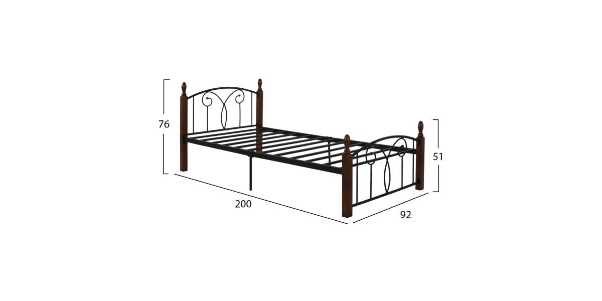 ΚΡΕΒΑΤΙ SUZIE ΜΕΤΑΛΛΟ ΞΥΛΟ ΜΟΝΟ ΣΤΡΩΜΑ 90x190 εκ. HM389