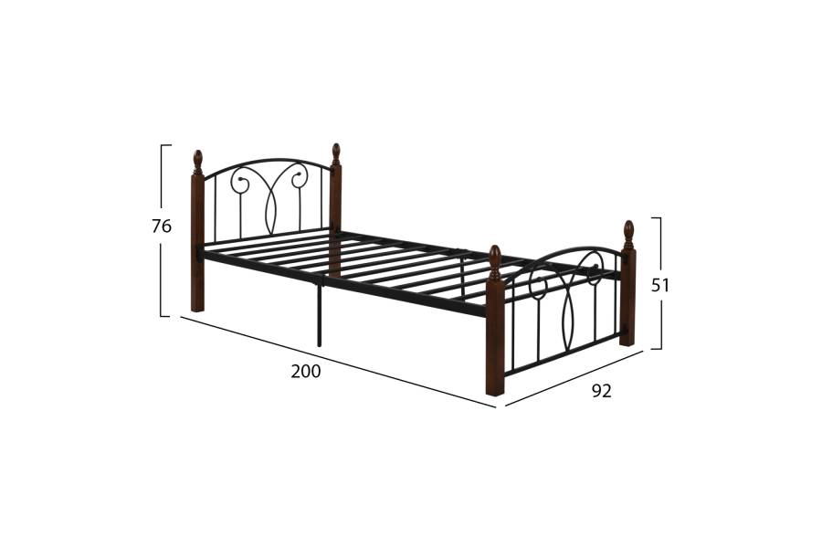 ΚΡΕΒΑΤΙ SUZIE ΜΕΤΑΛΛΟ ΞΥΛΟ ΜΟΝΟ ΣΤΡΩΜΑ 90x190 εκ. HM389