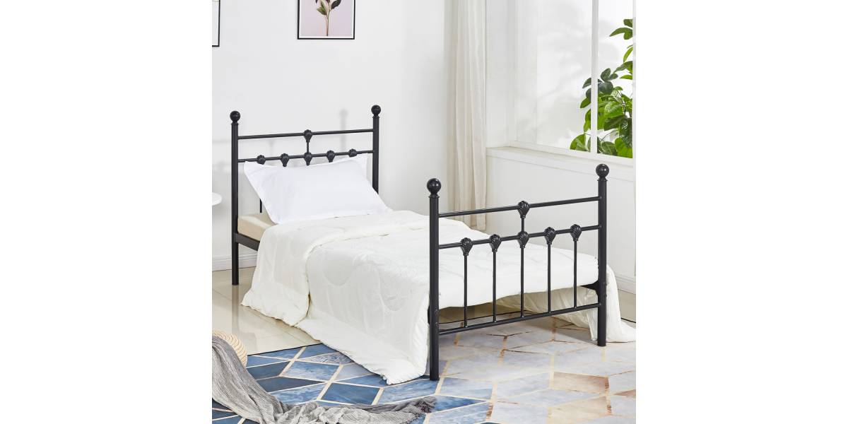 ΚΡΕΒΑΤΙ ΜΕΤΑΛΛΙΚΟ JACINDA 90x190 εκ. ΜΑΥΡΟ ΧΡΩΜΑ HM574.01