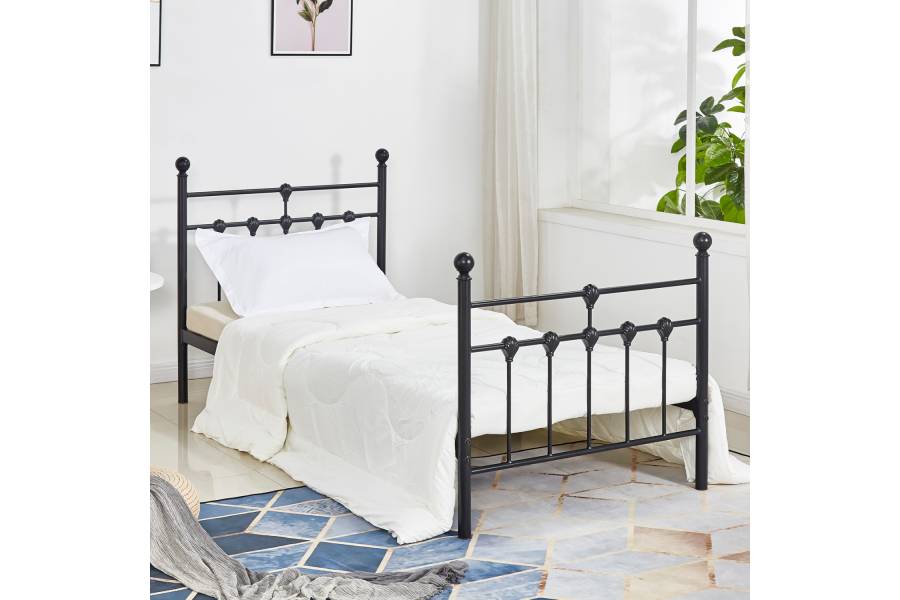ΚΡΕΒΑΤΙ ΜΕΤΑΛΛΙΚΟ JACINDA 90x190 εκ. ΜΑΥΡΟ ΧΡΩΜΑ HM574.01