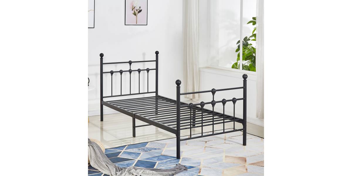 ΚΡΕΒΑΤΙ ΜΕΤΑΛΛΙΚΟ JACINDA 90x190 εκ. ΜΑΥΡΟ ΧΡΩΜΑ HM574.01