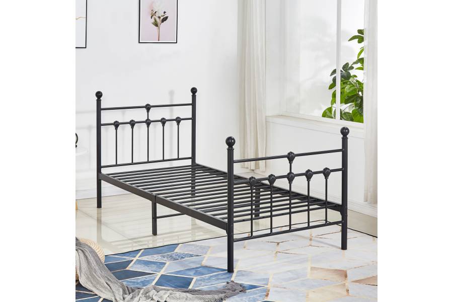 ΚΡΕΒΑΤΙ ΜΕΤΑΛΛΙΚΟ JACINDA 90x190 εκ. ΜΑΥΡΟ ΧΡΩΜΑ HM574.01