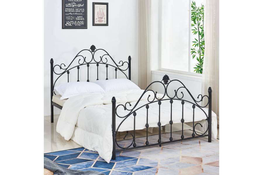 ΚΡΕΒΑΤΙ ΜΕΤΑΛΛΙΚΟ MADEN 150x200 εκ. ΜΑΥΡΟ ΧΡΩΜΑ HM576.01