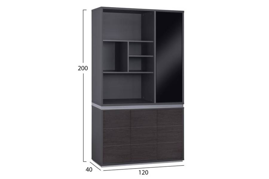 ΒΙΒΛΙΟΘΗΚΗ ΓΡΑΦΕΙΟΥ ΕΠΑΓΓΕΛΜΑΤΙΚΗ ROSEWOOD HM2091R 120Χ40Χ200Υ εκ.