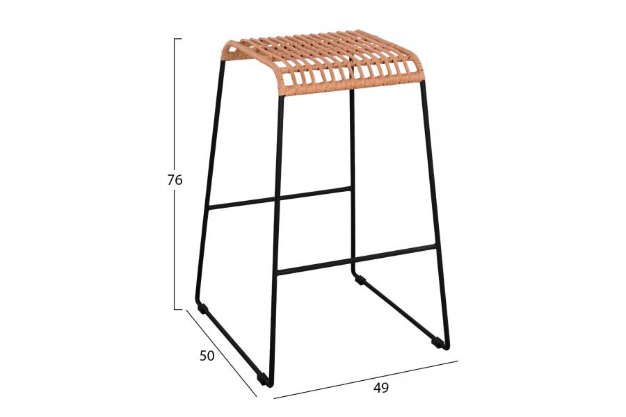 ΣΚΑΜΠΟ ΜΕΤΑΛΛΙΚΟ ALLEGRA HM5641 ΜΕ WICKER ΣΕ ΜΠΕΖ ΑΠΟΧΡΩΣΗ 49x50x76 εκ.