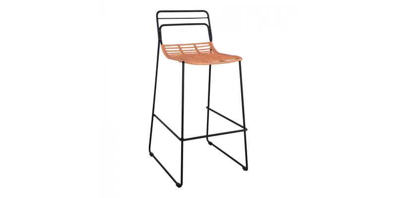 ΣΚΑΜΠΟ ΜΕΤΑΛΛΙΚΟ ALLEGRA HM5642 ΜΕ WICKER ΣΕ ΜΠΕΖ ΑΠΟΧΡΩΣΗ 48x53x100 εκ.