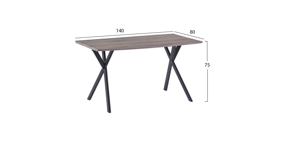 ΤΡΑΠΕΖΙ ALARICK ΜΕ MDF ΕΠΙΦΑΝΕΙΑ OLD BEECH & ΜΕΤΑΛΛΙΚΑ ΠΟΔΙΑ HM8550.02 140X80X75Υεκ.