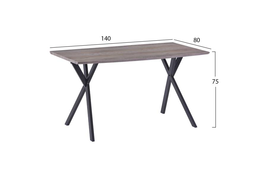 ΤΡΑΠΕΖΙ ALARICK ΜΕ MDF ΕΠΙΦΑΝΕΙΑ OLD BEECH & ΜΕΤΑΛΛΙΚΑ ΠΟΔΙΑ HM8550.02 140X80X75Υεκ.