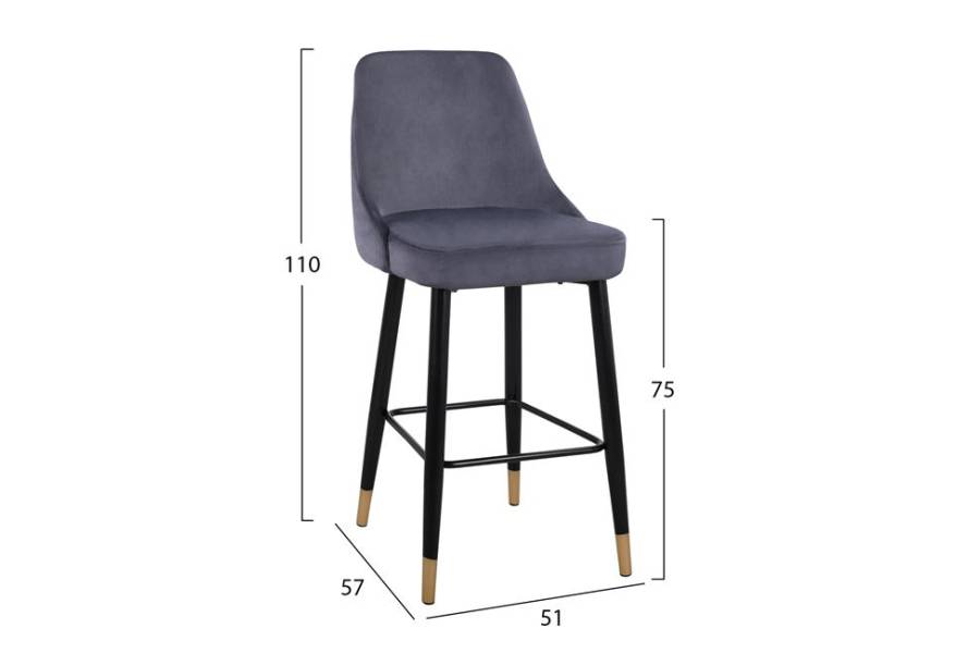 ΣΚΑΜΠΟ ΜΠΑΡ SERENITY HM8519.01 ΑΠΟ ΒΕΛΟΥΔΟ ΓΚΡΙ ΜΕ ΜΕΤΑΛΛΙΚΟ ΣΚΕΛΕΤΟ 51Χ57Χ110Υ εκ.