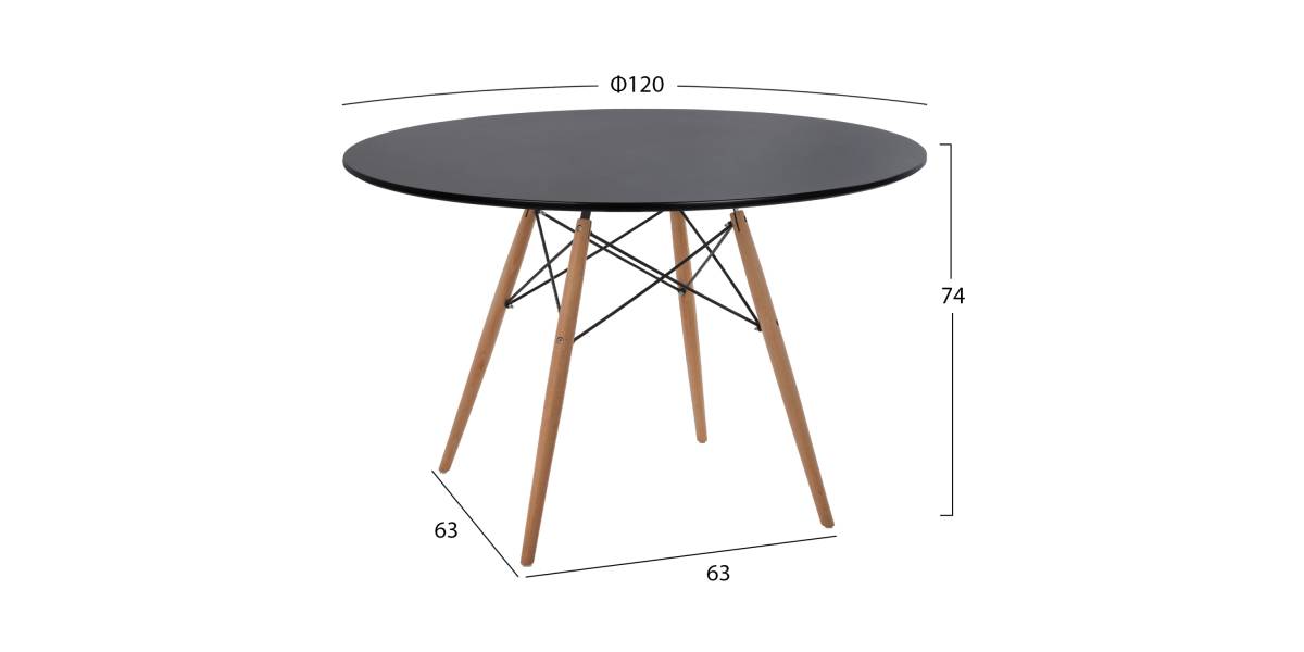 ΤΡΑΠΕΖΙ MINIMAL ΣΤΡΟΓΓΥΛΟ HM8454.02 MDF ΣΕ ΜΑΥΡΟ-ΠΟΔΙΑ ΟΞΙΑΣ ΣΕ ΦΥΣΙΚΟ Φ120Χ74Υεκ.