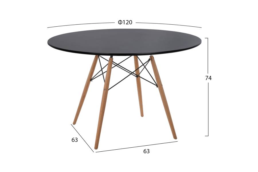 ΤΡΑΠΕΖΙ MINIMAL ΣΤΡΟΓΓΥΛΟ HM8454.02 MDF ΣΕ ΜΑΥΡΟ-ΠΟΔΙΑ ΟΞΙΑΣ ΣΕ ΦΥΣΙΚΟ Φ120Χ74Υεκ.