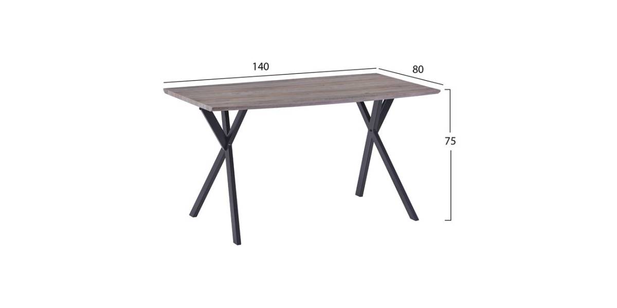 ΣΕΤ ΤΡΑΠΕΖΑΡΙΑΣ HM11181 5ΤΜΧ ΤΡΑΠΕΖΙ 140x80x75 cm MDF OLD BEECH & ΚΑΡΕΚΛΕΣ CLARA ΓΚΡΙ ΒΕΛΟΥΔΟ