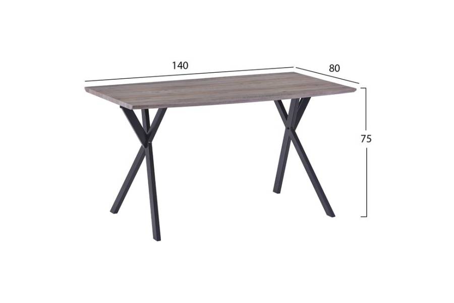 ΣΕΤ ΤΡΑΠΕΖΑΡΙΑΣ HM11181 5ΤΜΧ ΤΡΑΠΕΖΙ 140x80x75 cm MDF OLD BEECH & ΚΑΡΕΚΛΕΣ CLARA ΓΚΡΙ ΒΕΛΟΥΔΟ