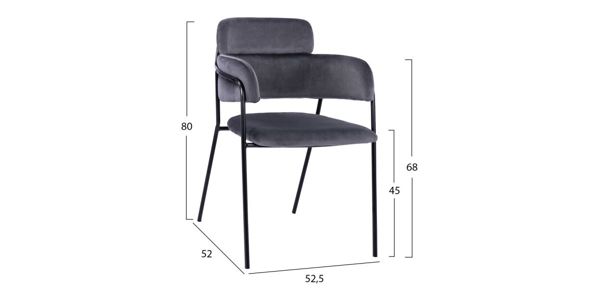ΠΟΛΥΘΡΟΝΑΚΙ KELSO HM8521.01 ΒΕΛΟΥΔΟ ΣΚΟΥΡΟ ΓΚΡΙ & ΜΑΥΡΟ ΜΕΤΑΛΛΙΚΟ ΣΚΕΛΕΤΟ 52,5x52x80 cm