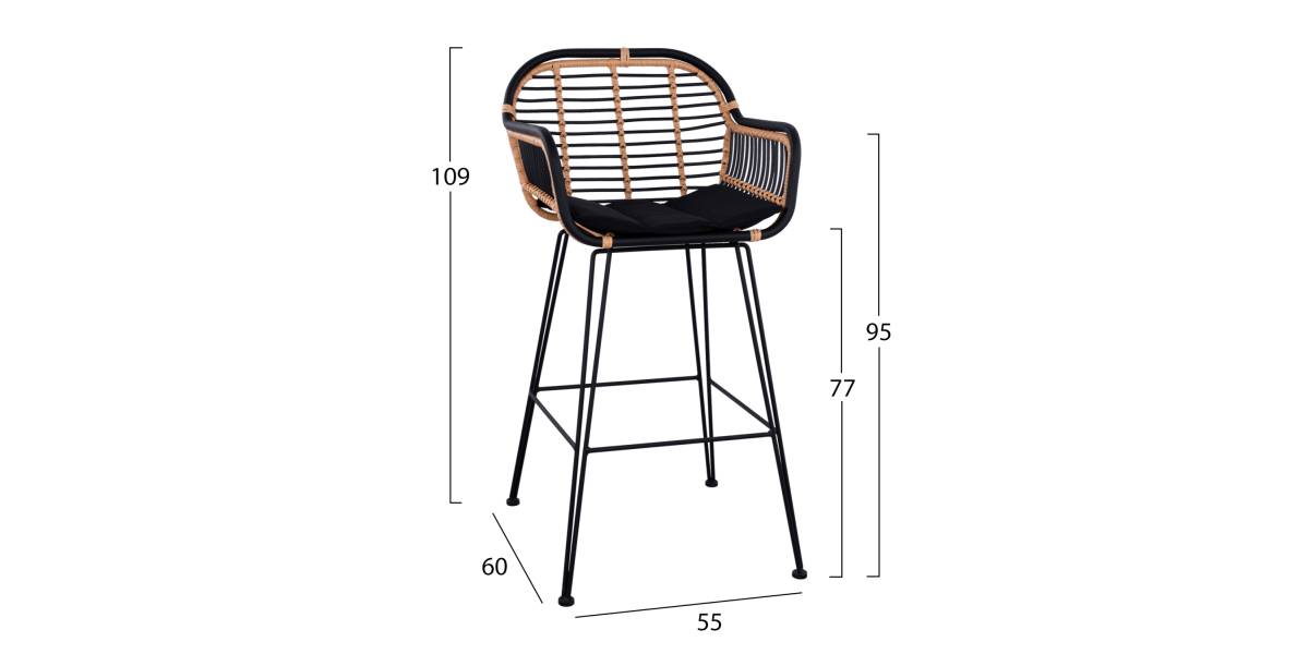 ΣΚΑΜΠΟ ΜΕΤΑΛΛΙΚΟ ALLEGRA HM5690 ΜΕ WICKER ΜΑΥΡΟ-ΜΠΕΖ 55x60x109Υ εκ.