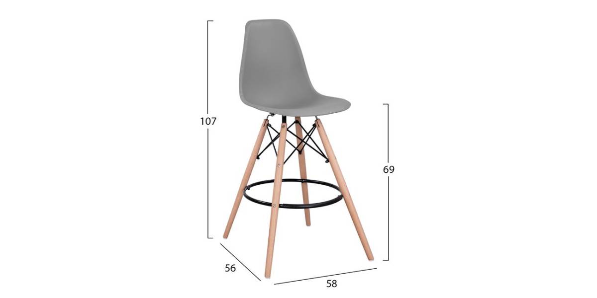 ΣΚΑΜΠΟ ΜΠΑΡ RENATA HM0173.10 ΓΚΡΙ 58x56x107Υ εκ.
