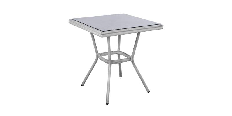 ΤΡΑΠΕΖΙ ΑΛΟΥΜΙΝΙΟΥ HARLOW 70X70X76 BAMBOO LOOK HM5568.01 ΛΕΥΚΗ ΠΑΤΙΝΑ ΜΕ ΓΥΑΛΙ