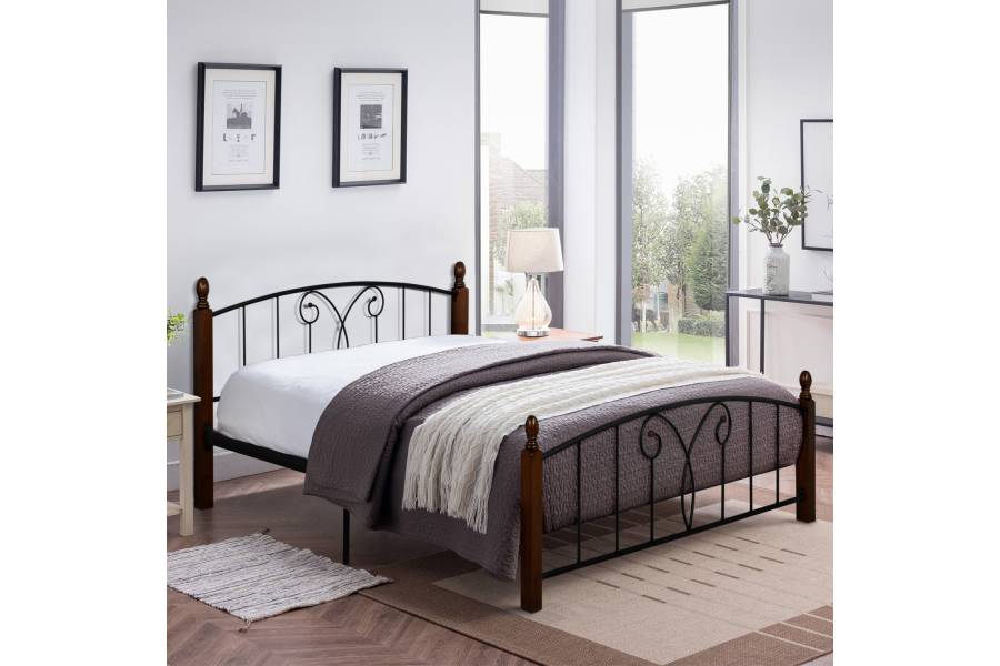 ΚΡΕΒΑΤΙ ΔΙΠΛΟ SUZIE HM585 ΓΙΑ ΣΤΡΩΜΑ 150x200 εκ. ΜΕΤΑΛΛΟ ΞΥΛΟ