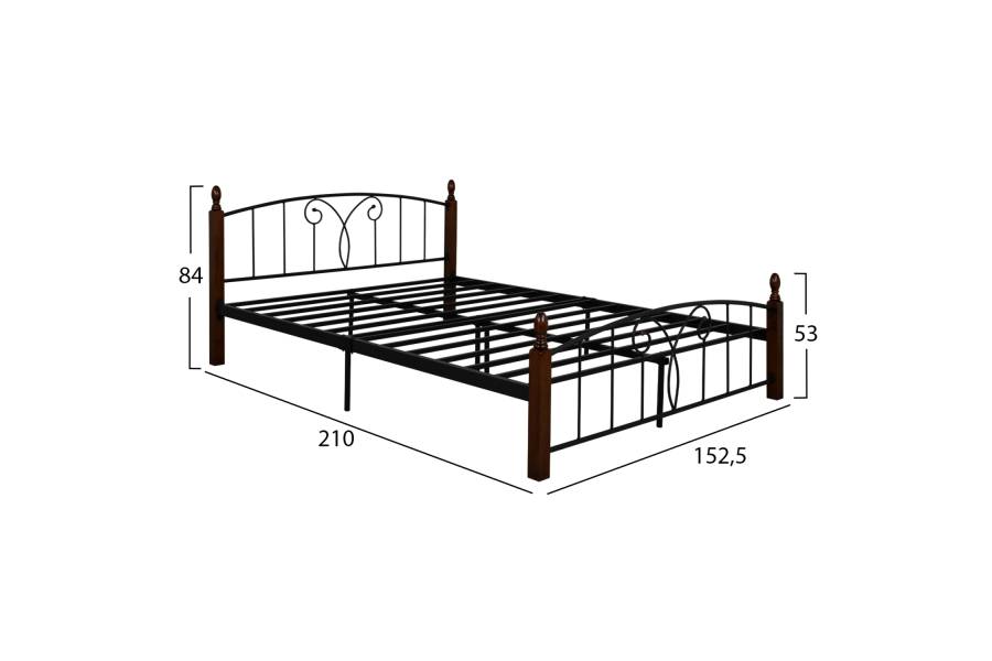 ΚΡΕΒΑΤΙ ΔΙΠΛΟ SUZIE HM585 ΓΙΑ ΣΤΡΩΜΑ 150x200 εκ. ΜΕΤΑΛΛΟ ΞΥΛΟ