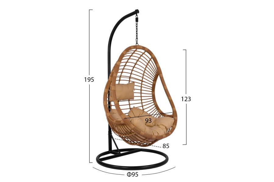 ΚΡΕΜΑΣΤΗ ΠΟΛΥΘΡΟΝΑ ΦΩΛΙΑ CALLIE HM5541.01 ΜΕ WICKER & ΜΑΞΙΛΑΡΙΑ ΜΠΕΖ Φ95Χ195Υ εκ.