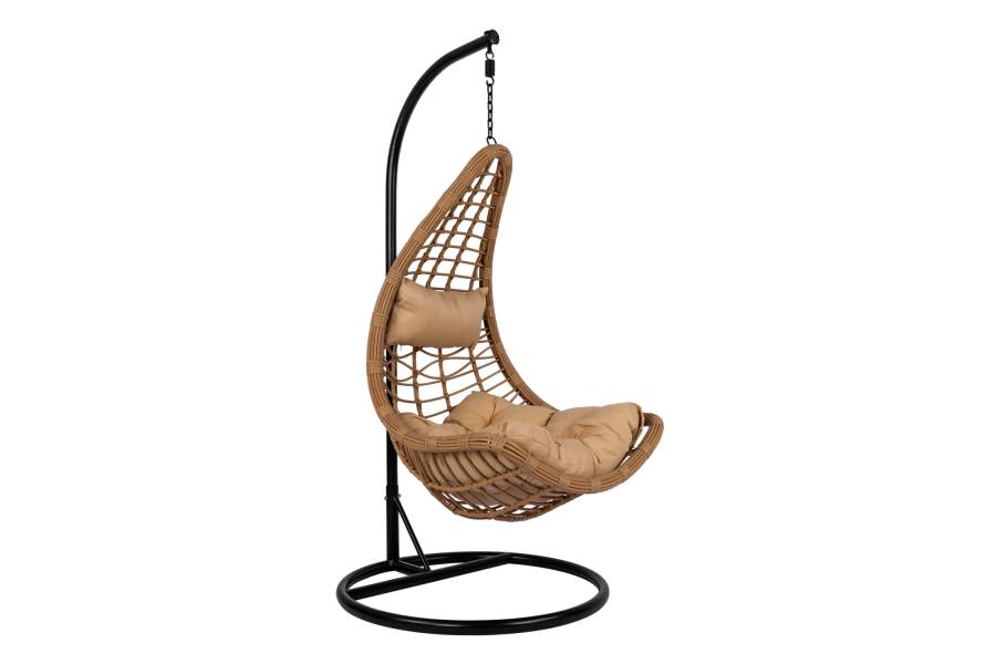ΚΡΕΜΑΣΤΗ ΦΩΛΙΑ LUCIA HM5676.01 ΜΕ WICKER&ΜΑΞΙΛΑΡΙΑ ΜΠΕΖ-ΜΑΥΡΟ ΜΕΤΑΛΛΟ Φ95Χ195Υεκ.