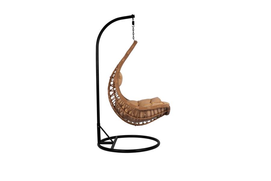 ΚΡΕΜΑΣΤΗ ΦΩΛΙΑ LUCIA HM5676.01 ΜΕ WICKER&ΜΑΞΙΛΑΡΙΑ ΜΠΕΖ-ΜΑΥΡΟ ΜΕΤΑΛΛΟ Φ95Χ195Υεκ.