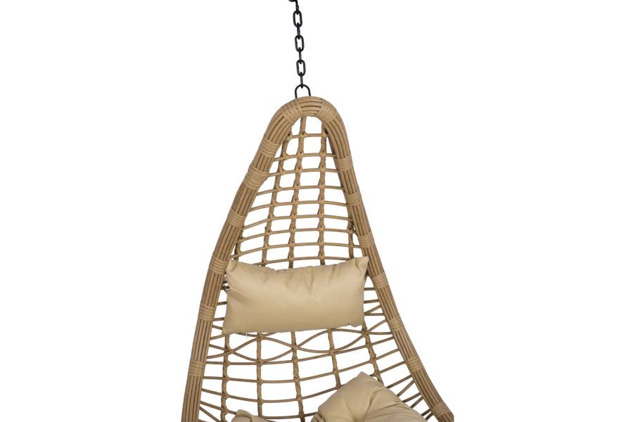 ΚΡΕΜΑΣΤΗ ΦΩΛΙΑ LUCIA HM5676.01 ΜΕ WICKER&ΜΑΞΙΛΑΡΙΑ ΜΠΕΖ-ΜΑΥΡΟ ΜΕΤΑΛΛΟ Φ95Χ195Υεκ.