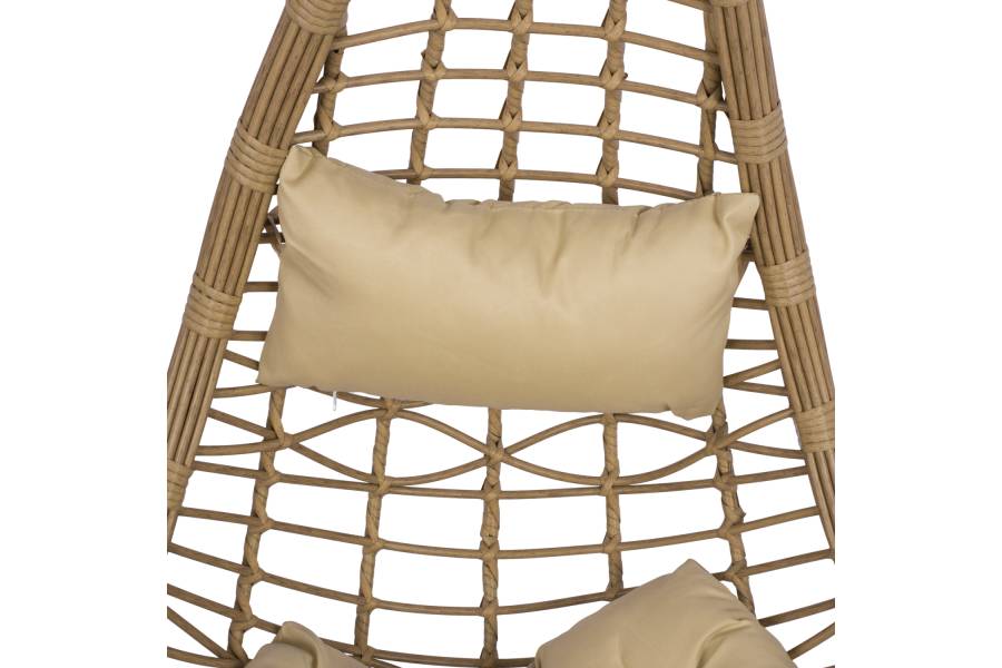 ΚΡΕΜΑΣΤΗ ΦΩΛΙΑ LUCIA HM5676.01 ΜΕ WICKER&ΜΑΞΙΛΑΡΙΑ ΜΠΕΖ-ΜΑΥΡΟ ΜΕΤΑΛΛΟ Φ95Χ195Υεκ.