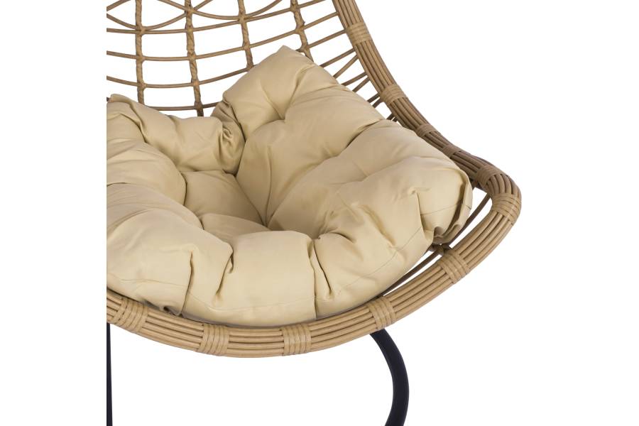 ΚΡΕΜΑΣΤΗ ΦΩΛΙΑ LUCIA HM5676.01 ΜΕ WICKER&ΜΑΞΙΛΑΡΙΑ ΜΠΕΖ-ΜΑΥΡΟ ΜΕΤΑΛΛΟ Φ95Χ195Υεκ.
