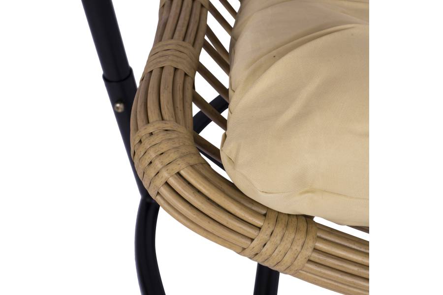 ΚΡΕΜΑΣΤΗ ΦΩΛΙΑ LUCIA HM5676.01 ΜΕ WICKER&ΜΑΞΙΛΑΡΙΑ ΜΠΕΖ-ΜΑΥΡΟ ΜΕΤΑΛΛΟ Φ95Χ195Υεκ.