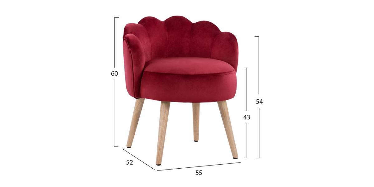 ΣΚΑΜΠΟ ΜΕ ΠΛΑΤΗ ELISE HM8628.06 ΑΠΟ ΚΟΚΚΙΝΟ ΒΕΛΟΥΔΟ 55x52x60Υ εκ.