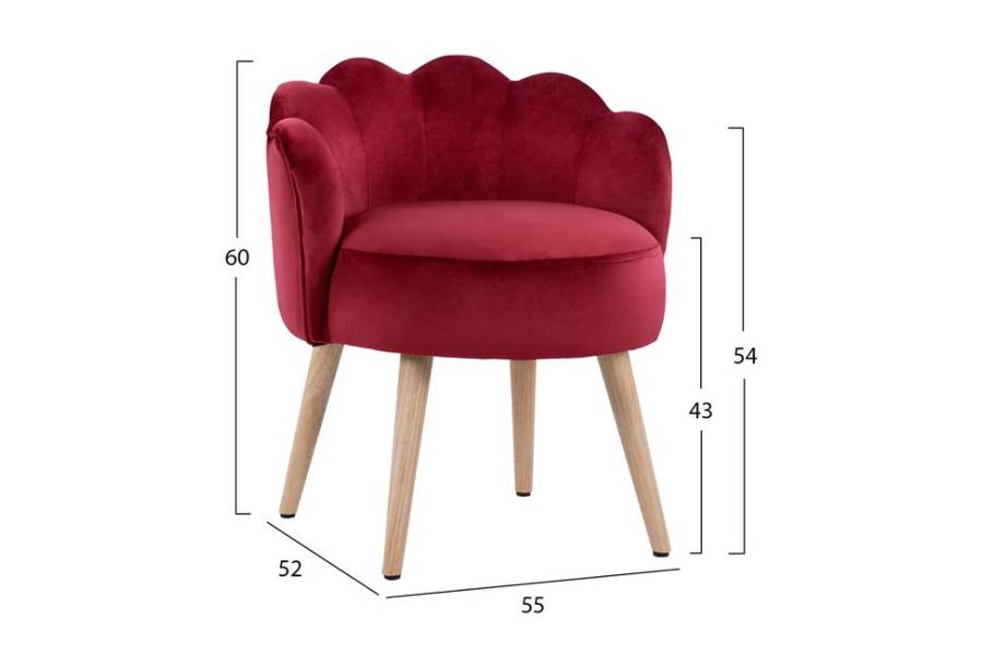 ΣΚΑΜΠΟ ΜΕ ΠΛΑΤΗ ELISE HM8628.06 ΑΠΟ ΚΟΚΚΙΝΟ ΒΕΛΟΥΔΟ 55x52x60Υ εκ.