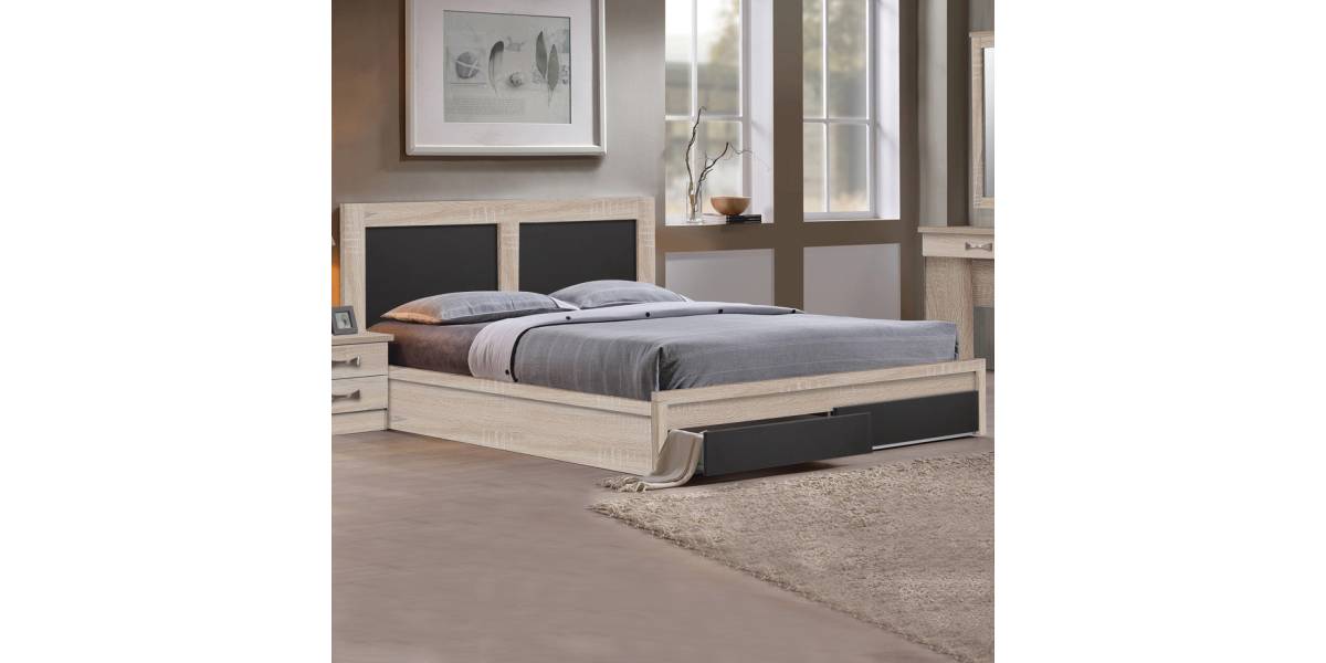 ΚΡΕΒΑΤΙ CAPRI HM312.04 ΜΕ 2 ΣΥΡΤΑΡΙΑ SONOMA-ΓΚΡΙ ΓΙΑ ΣΤΡΩΜΑ 150x200εκ.