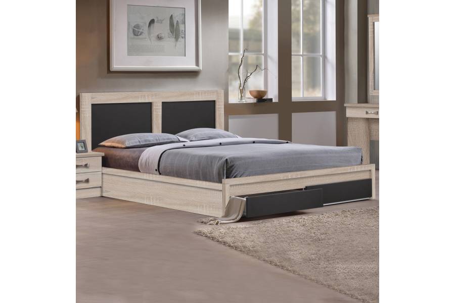 ΚΡΕΒΑΤΙ CAPRI HM312.04 ΜΕ 2 ΣΥΡΤΑΡΙΑ SONOMA-ΓΚΡΙ ΓΙΑ ΣΤΡΩΜΑ 150x200εκ.