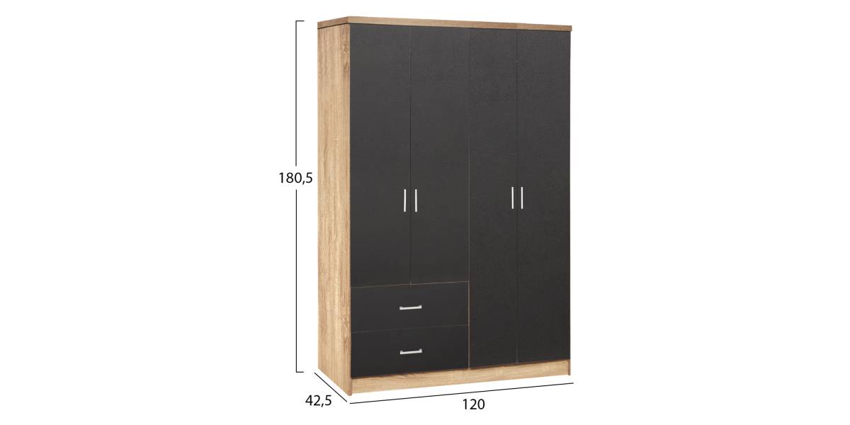 ΝΤΟΥΛΑΠΑ 4ΦΥΛΛΗ BRIANA ME 2 ΣΥΡΤΑΡΙΑ HM339.04 SONAMA-ΓΚΡΙ 120Χ42,5Χ180,5εκ.