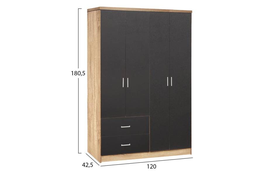 ΝΤΟΥΛΑΠΑ 4ΦΥΛΛΗ BRIANA ME 2 ΣΥΡΤΑΡΙΑ HM339.04 SONAMA-ΓΚΡΙ 120Χ42,5Χ180,5εκ.
