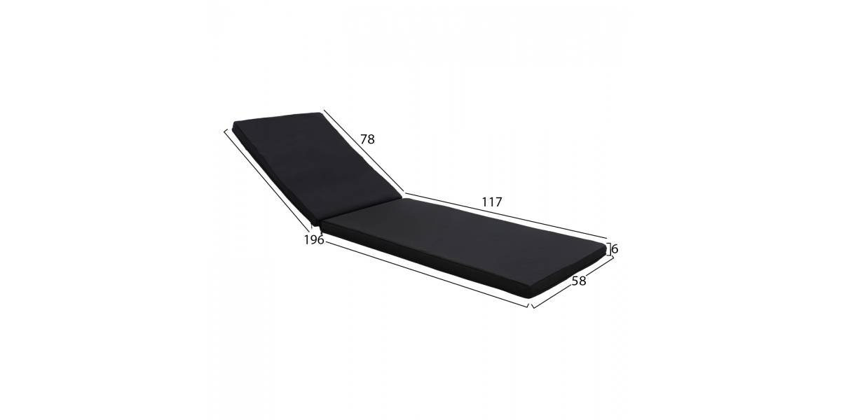 ΜΑΞΙΛΑΡΙ ΞΑΠΛΩΣΤΡΑΣ TEXTILENE 600gr/m2 2X1 SIFNOS ΜΑΥΡΟ HM11234.05T 196(117+1+78)x58x6εκ.