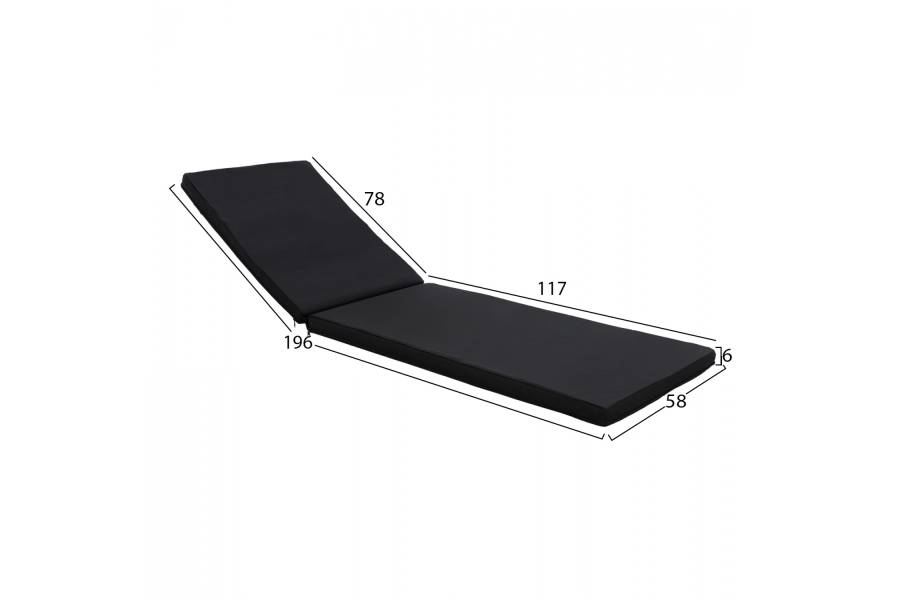 ΜΑΞΙΛΑΡΙ ΞΑΠΛΩΣΤΡΑΣ TEXTILENE 600gr/m2 2X1 SIFNOS ΜΑΥΡΟ HM11234.05T 196(117+1+78)x58x6εκ.
