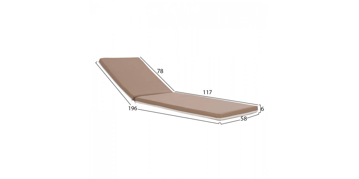 ΜΑΞΙΛΑΡΙ ΞΑΠΛΩΣΤΡΑΣ TEXTILENE 600gr/m2 2X1 SIFNOS ΜΟΚΑ HM11234.04T 196(117+1+78)x58x6 εκ.