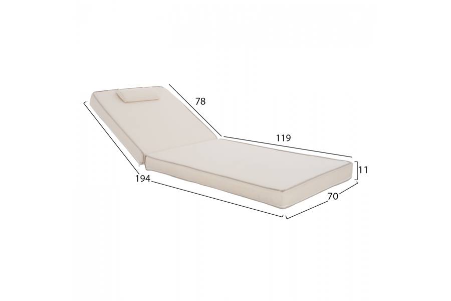 ΜΑΞΙΛΑΡΙ ΞΑΠΛΩΣΤΡΑΣ TEXTILENE 600gr/m2 2X1 SIFNOS ΜΠΕΖ HM11237.60T 194x70x11εκ.