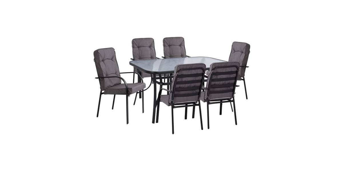 ΣΕΤ ΤΡΑΠΕΖΑΡΙΑΣ 7TMX ΤΡΑΠΕΖΙ 150Χ90Χ72Υεκ.ΚΑΙ 6 ΠΟΛΥΘΡΟΝΕΣ ΓΚΡΙ ΜΕΤΑΛΛΟ HM10561.01