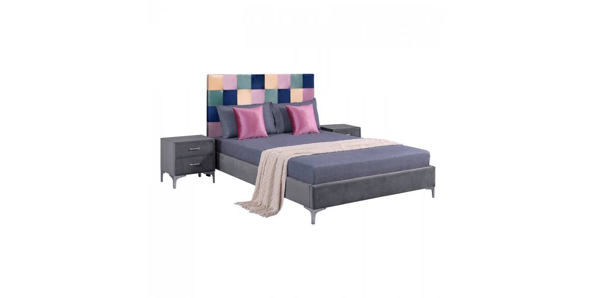 ΣΕΤ ΚΡΕΜΑΤΟΚΑΜΑΡΑΣ 3 ΤΜΧ ΒΕΛΟΥΔΟ ΓΚΡΙ COLOR PATTERN HM11260