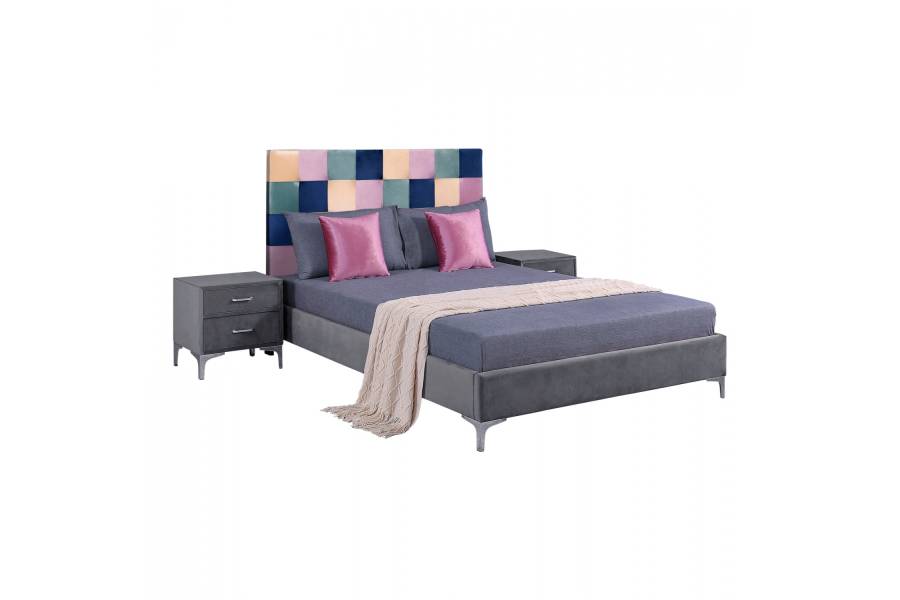 ΣΕΤ ΚΡΕΜΑΤΟΚΑΜΑΡΑΣ 3 ΤΜΧ ΒΕΛΟΥΔΟ ΓΚΡΙ COLOR PATTERN HM11260