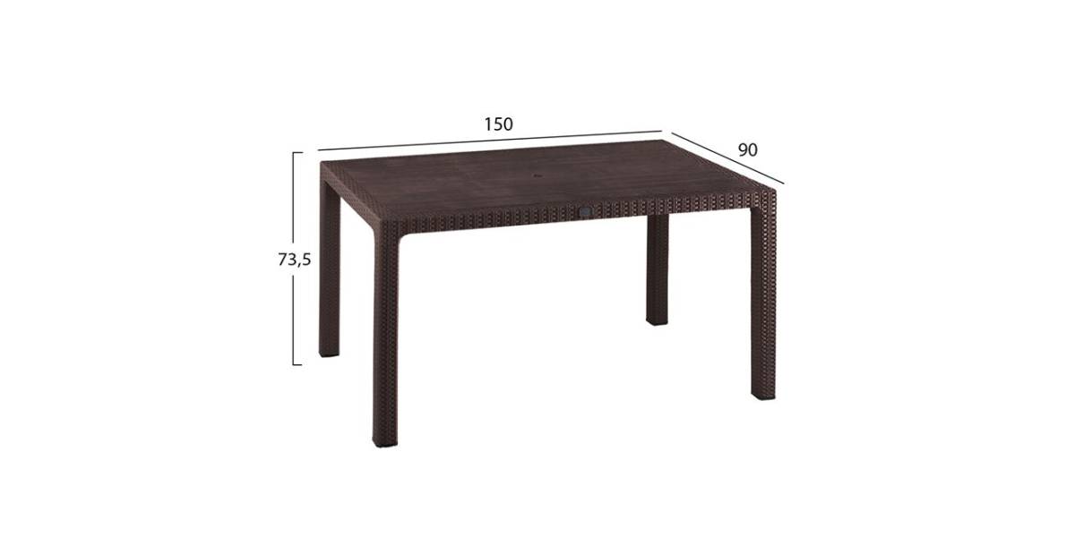 ΤΡΑΠΕΖΙ ΠΟΛΥΠΡΟΠΥΛΕΝΙΟΥ TODOR 150Χ90Χ73.5Υεκ.RATTAN ΚΑΦΕ ΜΕ UV PROTECTION HM5737.03