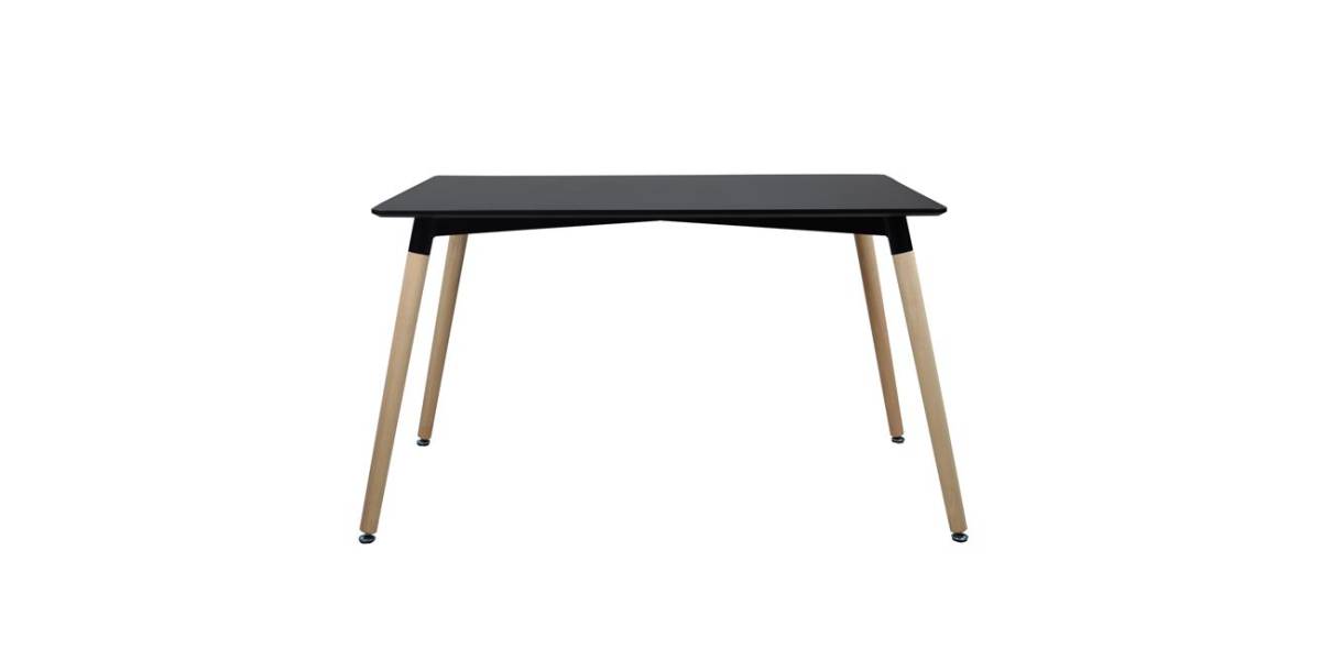 ΤΡΑΠΕΖΙ HM8697.02 MINIMAL, μαύρο MDF, ξύλινα πόδια οξιά, 160Χ90X74Υεκ.