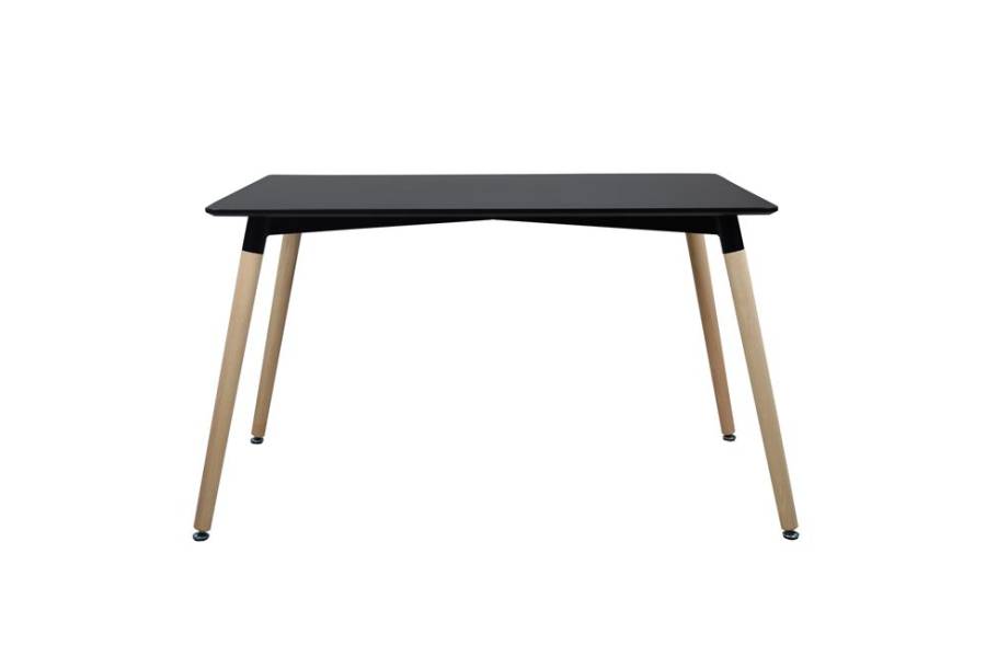 ΤΡΑΠΕΖΙ HM8697.02 MINIMAL, μαύρο MDF, ξύλινα πόδια οξιά, 160Χ90X74Υεκ.